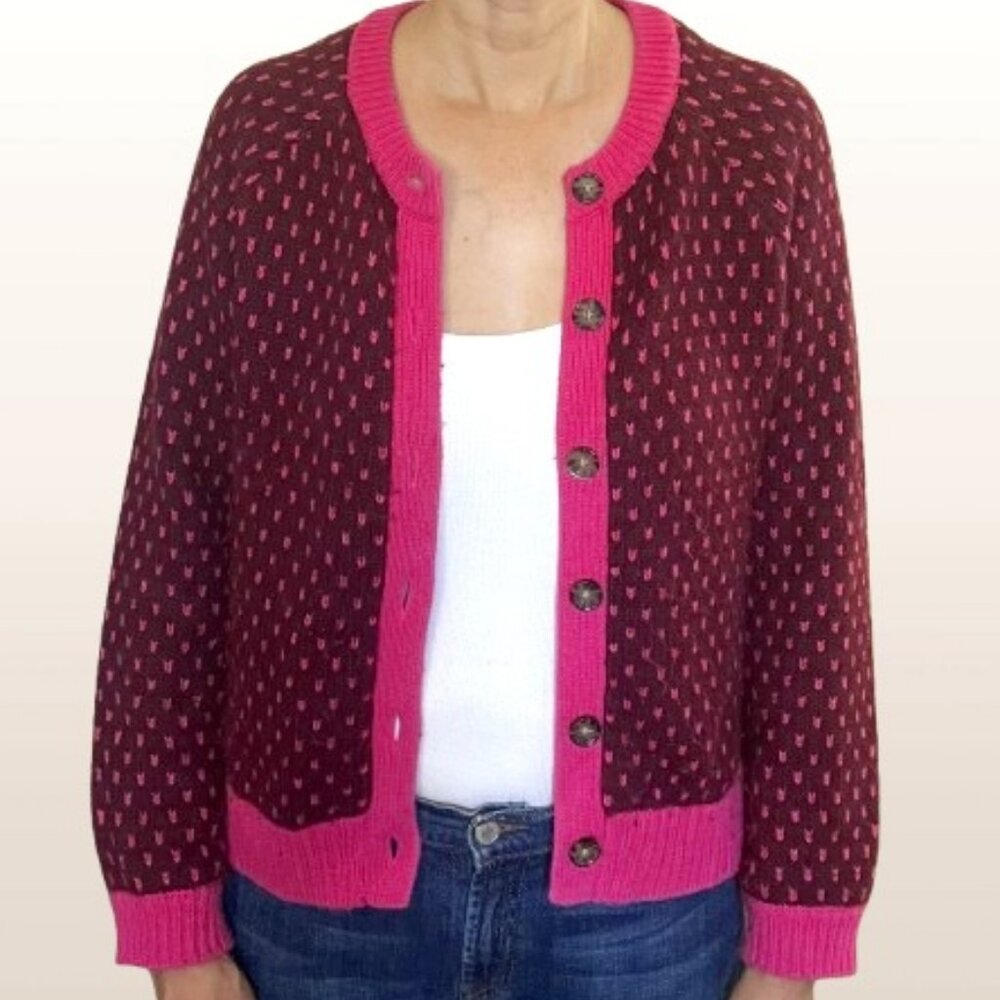 Marine Layer Ava Cardigan Sweater, Wine/Bubblegum Colors